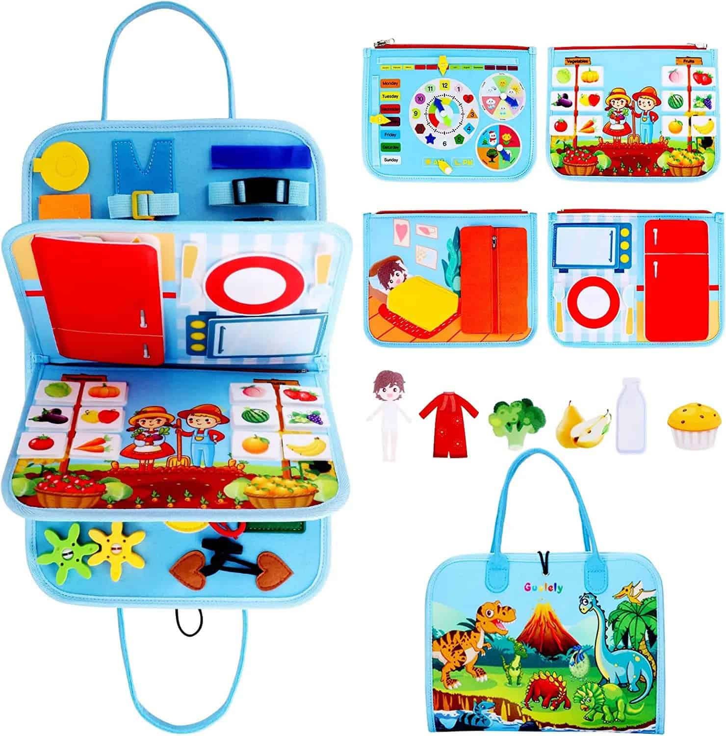 Colorful children's pretend play medical kit with doctor accessories and educational toys for kids.