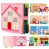 Colorful felt dollhouse with interactive rooms and accessories for children, perfect for imaginative play, storytelling, and educational activities in a safe, soft material.