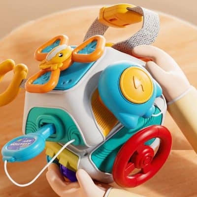 Playful colorful baby toy with steering wheel and buttons for sensory development and entertainment - Monalisa Store.