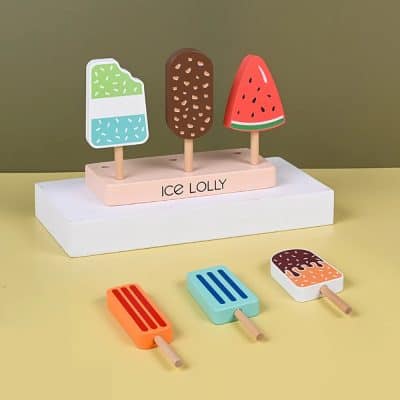 Colorful ice lolly toy set for kids, with popsicle sticks and vibrant designs, perfect for children's play and sensory development, available at Monalisa Store.