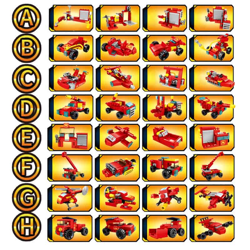 Combine lego fire truck building blocks, firefighting vehicle, rescue fire truck model, emergency fire truck set, educational toy fire truck.