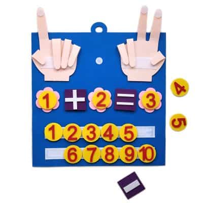 Colorful educational magnetic learning toy for kids, featuring numbers, basic arithmetic, and hand gestures ideal for early childhood math development and interactive learning.