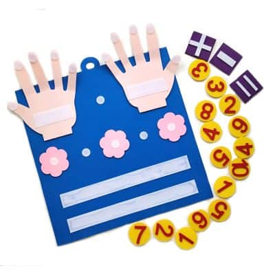 Colorful hand, flower, and number-themed educational craft for kids, perfect for early childhood learning activities and sensory development at Monalisa Store.