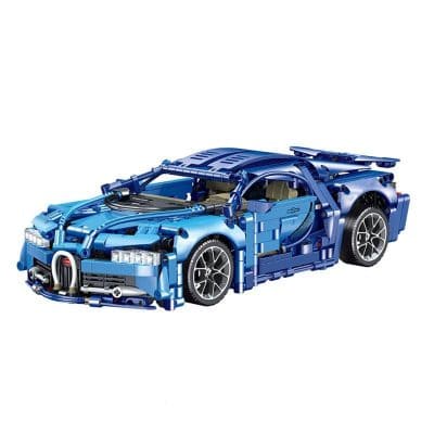 Detailed LEGO model of a blue sports car, ideal for kids and collectors, featuring realistic design elements and intricate detailing. Perfect for car enthusiasts and LEGO fans.