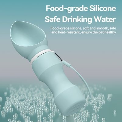 Food-grade silicone water drinking cup for pets, safe and heat-resistant, eco-friendly pet water bowl.