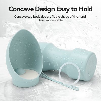 Silicone hand massage device with concave cup design, waterproof, portable, and ergonomic for easy grip, ideal for hand relaxation and therapy.