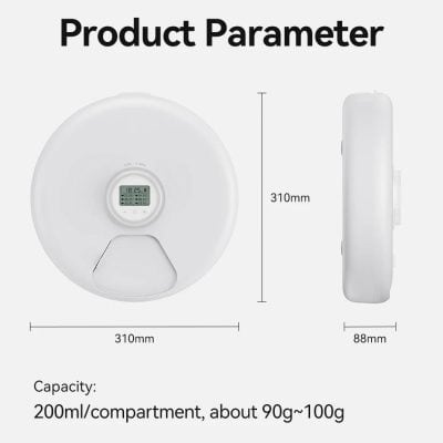 Efficient white circular medical device with LCD display, ideal for eye care and optical solutions, measuring 310mm in diameter, lightweight, with 200ml capacity for optical or medical applications.