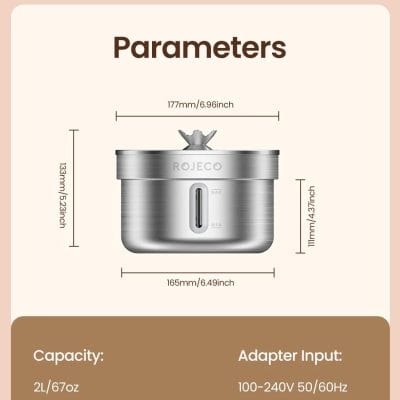 Silicone facial cleansing device with precise measurements, ideal for skincare routines, featuring adjustable water capacity and universal adapter input for personalized facial care at Monalisa Store.