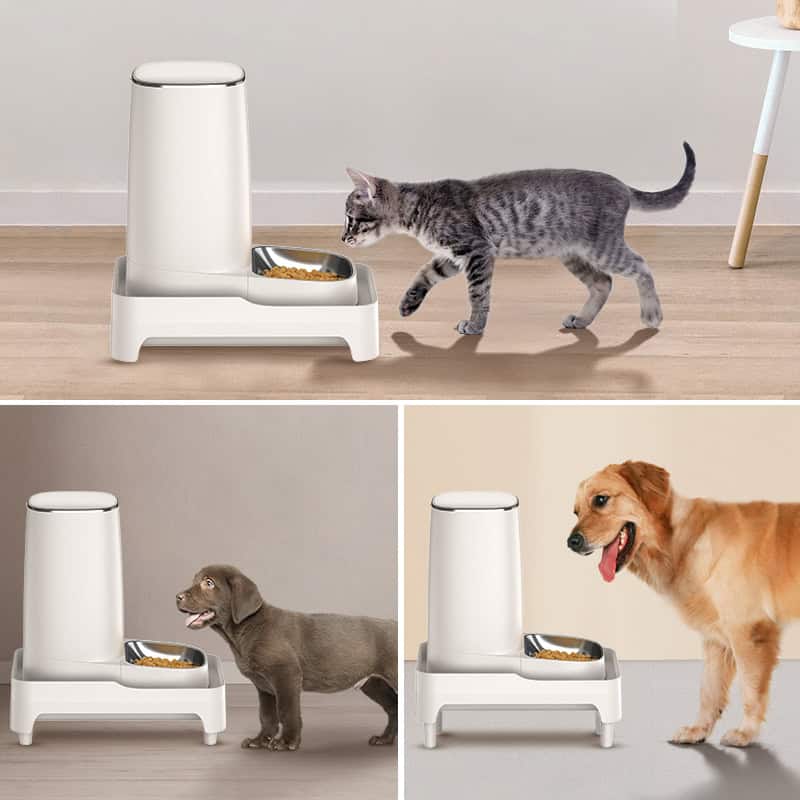 Automatic pet feeder, smart pet food dispenser, pet feeding station, intelligent pet feeding, digital pet feeder for cats and dogs.