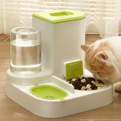Refillable automatic pet feeder with water dispenser for cats and small dogs, ensuring proper hydration and feeding management, ideal for pet health at Monalisa Medical Store.