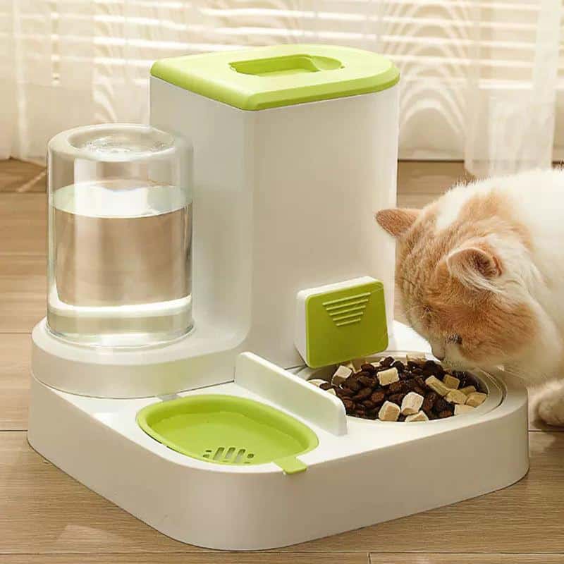 Refillable automatic pet feeder with water dispenser for cats and small dogs, ensuring proper hydration and feeding management, ideal for pet health at Monalisa Medical Store.