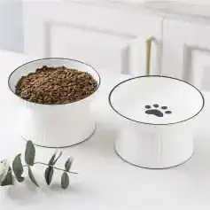 High-quality pet food dispenser with paw print design for cats and dogs, modern and stylish cat bowl, durable ceramic pet food and water dish, Monalisa Medical pet accessories store.