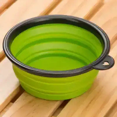 Folding silicone basin for cleaning and washing, portable collapsible water bowl with handle for outdoor use.