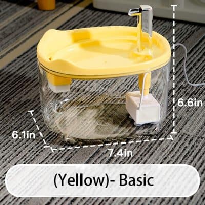 Compact water bath with yellow lid, ideal for laboratory use, measuring 7.4 inches in length, 6.6 inches in height, and 6.1 inches in width, perfect for precise experiments and sample heating.