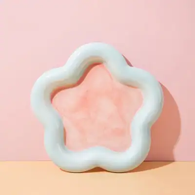 Flower-shaped skincare bowl, pink and white, aesthetic beauty container, cosmetic product holder, Monalisa Store opt skincare accessories.