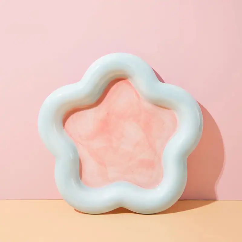 Flower-shaped skincare bowl, pink and white, aesthetic beauty container, cosmetic product holder, Monalisa Store opt skincare accessories.