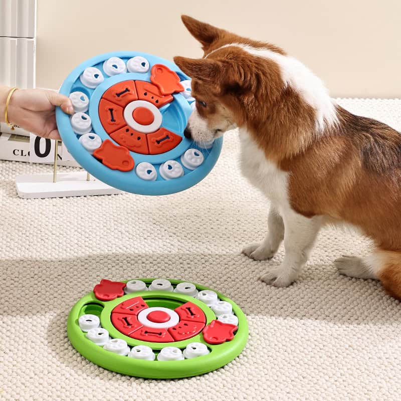 Colorful dog puzzle toys designed for mental stimulation and interactive play at Monalisa Store, enhancing your pet’s cognitive skills and providing entertainment with engaging puzzle challenges.