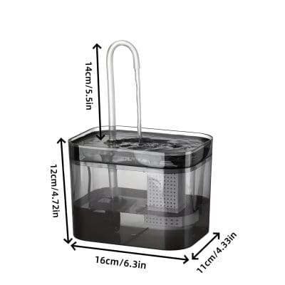 High-quality water dispenser with a sleek transparent design, measuring 16cm x 11cm x 12cm, featuring a 14cm/5.5in spout, ideal for medical and optical use at Monalisa Medical Store.