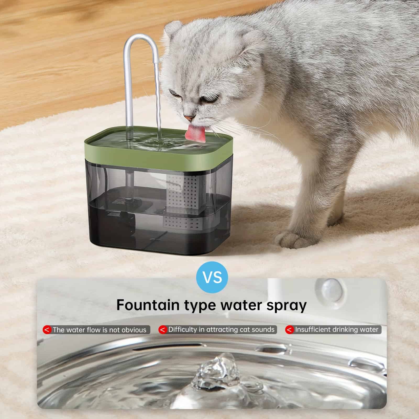 Fountain style cat water fountain for healthy hydration, designed for easy access and appealing to cats. Perfect for pet owners seeking pet water dispensers from Monalisa Store.