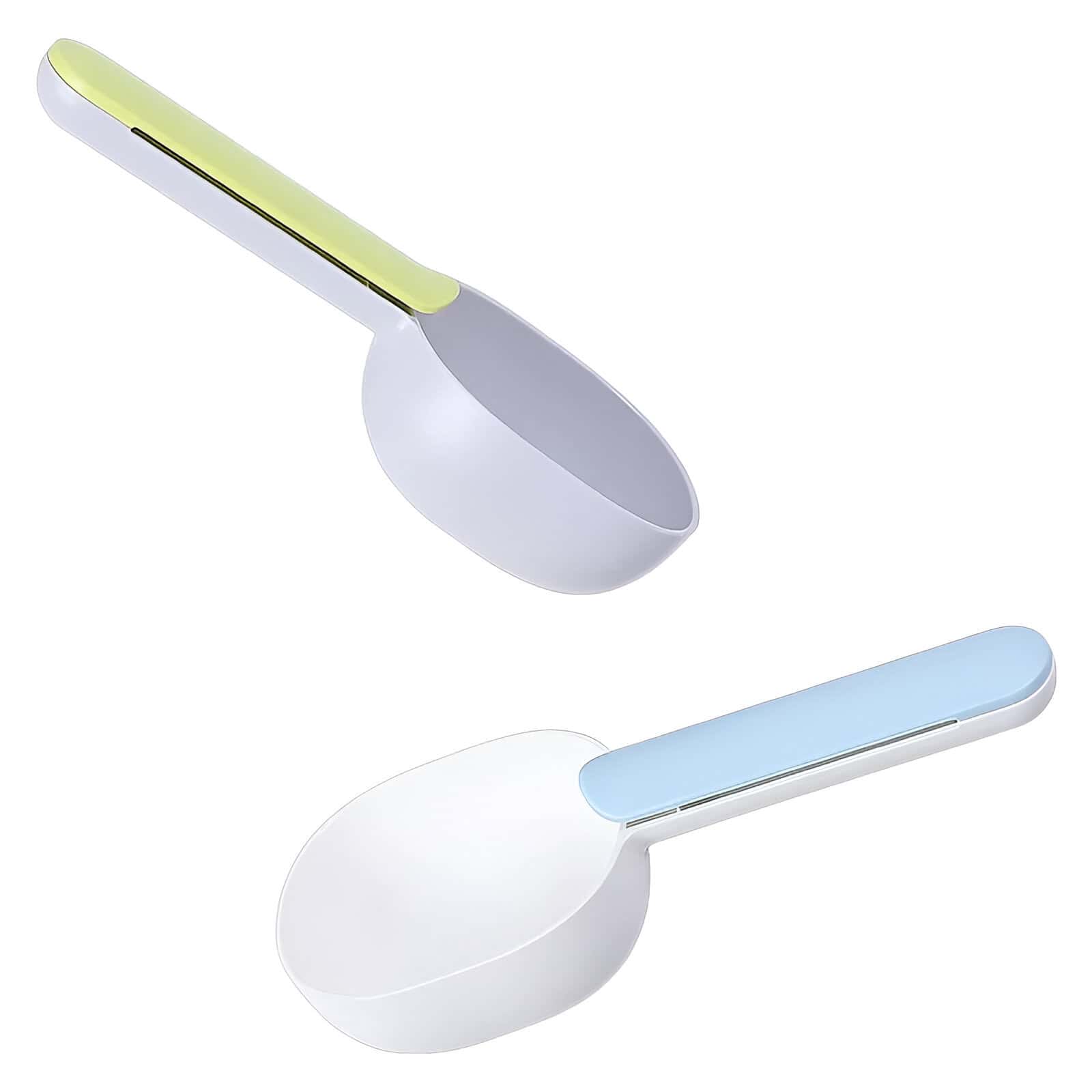 Stainless steel ice cream scoops with pastel-colored handles, ideal for professional and home use, offering ergonomic grip and durability for serving perfect ice cream portions.