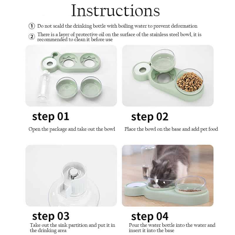 Refillable-cat-food-dispenser, pet feeding station, automatic pet feeder, stainless steel bowls for cats, Monalisa Store pet accessories, convenient pet feeding solution, easy-to-use pet food dispenser, hygienic pet feeding bowl, adjustable cat food dispenser, innovative pet product from Monalisa Store.