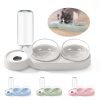 Silicone cat water fountain pet water dispenser automatic feline drinking fountain portable pet water bowl cat feeder with water reservoir and dual drinking bowls for cats and small animals.
