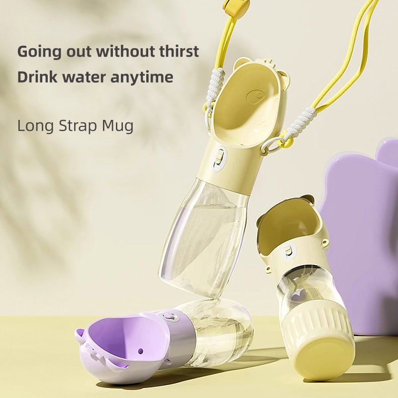 Long strap water bottle with an attached carrying case, ideal for hydration on the go, featuring a leak-proof lid, durable design, and portable convenience for outdoor activities and daily use.