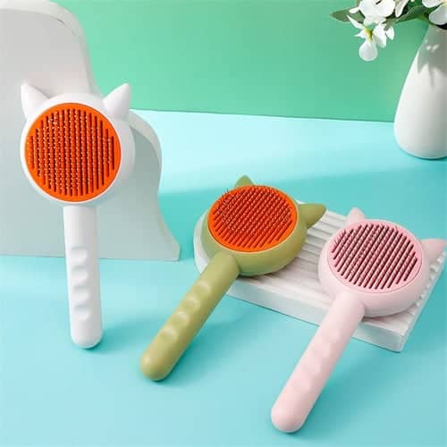 Silicone cat-shaped hairbrushes in pastel colors, ideal for gentle hair detangling and scalp massage, perfect for kids and adults.