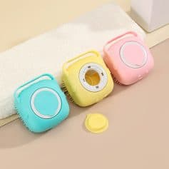 Colorful eye mask cleaning cases in blue, yellow, and pink for eye care and storage, part of Monalisa Store's health and beauty product selection.