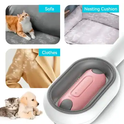 Soft, biodegradable pet care products including sofa covers, nesting cushions, and clothing for pets, with a portable UV sterilizer designed for cleaning and maintaining pet hygiene.