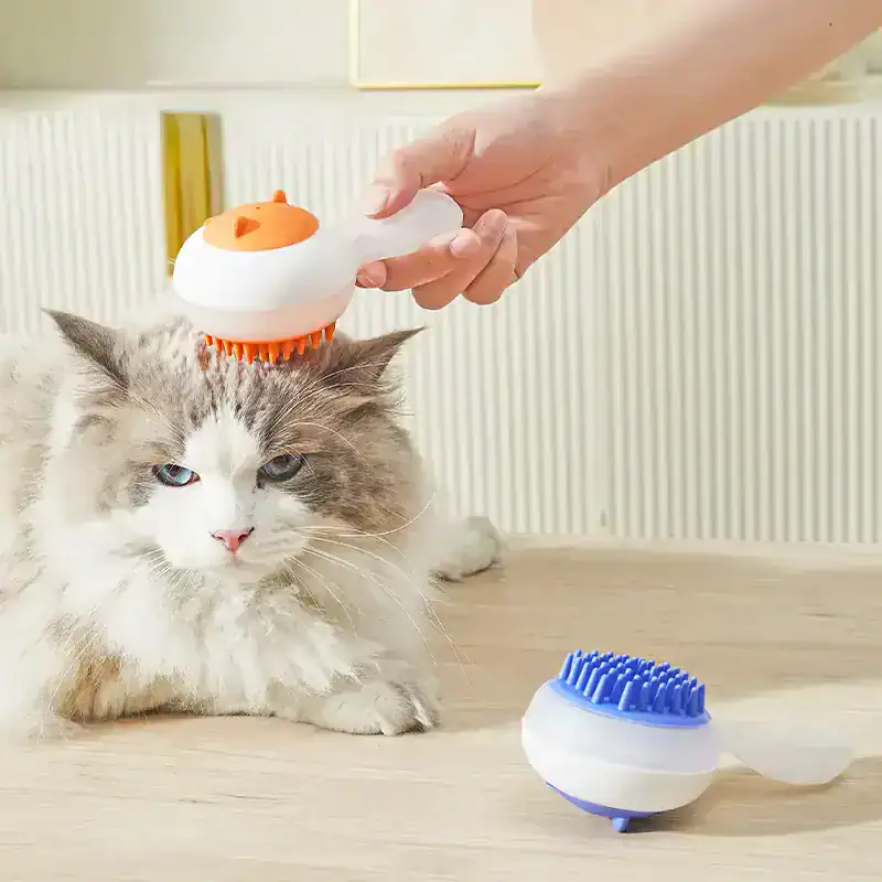 Glowing pet grooming brush for cats and dogs, pet massage brush, grooming tool for pets, gentle pet hair remover, Monalisa store pet grooming accessory.