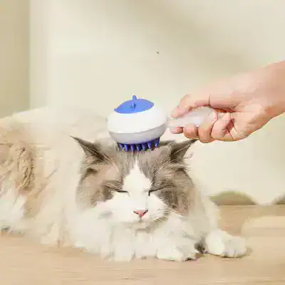 Electric pet grooming brush, feline massage tool, cat grooming device, pet care, fur detangler, Monalisa Medical store.