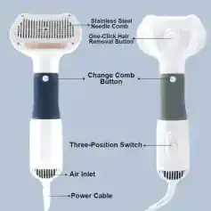 Stainless steel needle comb and one-click hair removal button on a portable epilator device for smooth skin hair removal.