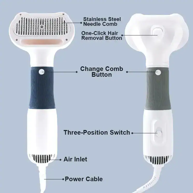 Stainless steel needle comb and one-click hair removal button on a portable epilator device for smooth skin hair removal.