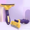 Smooth razor with yellow and purple handle for men and women, perfect for comfortable and precise shaving. Versatile grooming tool designed for easy use and a close shave.