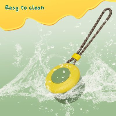 Bright yellow waterproof bluetooth speaker with hanging lanyard, easy to clean and splash-proof, ideal for outdoor use and waterproof speaker solutions from Monalisa Store.