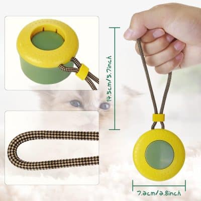 Bright yellow silicone pet ID tag with reflective surface, adjustable lanyard, and measuring approximately 2.8 inches for easy visibility, ideal for cats and small dogs.