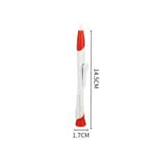 Miniature red and white ballpoint pen with measuring lines, 14.5 cm long, portable writing instrument for optometry professionals and stylish stationery accessories.