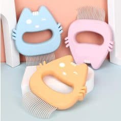 Cat-shaped silicone scalp massagers for kids, colorful and ergonomic hair brushing tools, gentle scalp massage brushes for children, fun and effective haircare accessories, Monalisa Store.