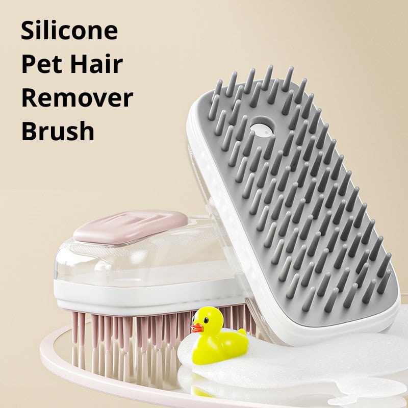Silicone pet hair remover brush for effective pet grooming and shedding reduction, lightweight and easy to clean, suitable for all pet types.
