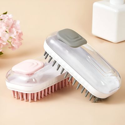 Pink and gray silicone face scrubber brushes with bristles for skincare and facial cleansing at Monalisa Store, perfect for gentle exfoliation and deep pore cleansing.