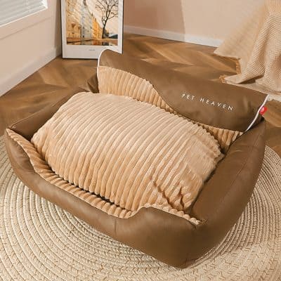 Pet heaven cozy pet bed with plush cushion and supportive sides, ideal for small to medium pets, stylish and comfortable for pet relaxation and sleep.