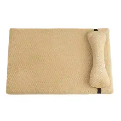 Soft beige memory foam and cushioned headrest sleeping pad for comfort and relaxation at Monalisa Medical Store.