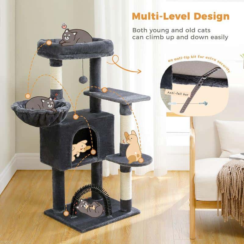 Cats climbing tree with multi-level design for cats, anti-slip features for safety, ideal for indoor cat play, suitable for young and old cats, pet furniture for entertainment and exercise, Monalisa store pet accessories.