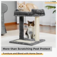 Cat tree scratching post with plush lounge and sisal scratching surface, perfect for feline entertainment and home decor. Durable, stylish addition for pet lovers.