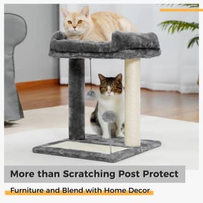 Cat tree scratching post with plush lounge and sisal scratching surface, perfect for feline entertainment and home decor. Durable, stylish addition for pet lovers.