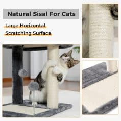 Soft sisal scratching post for cats with large horizontal surface and textured scratching area, perfect for feline play and exercise.