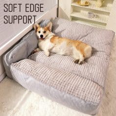 Soft edge dog bed for pets, plush canine cushion with supportive sides, perfect for small to medium dogs, comfortable and cozy resting spot.