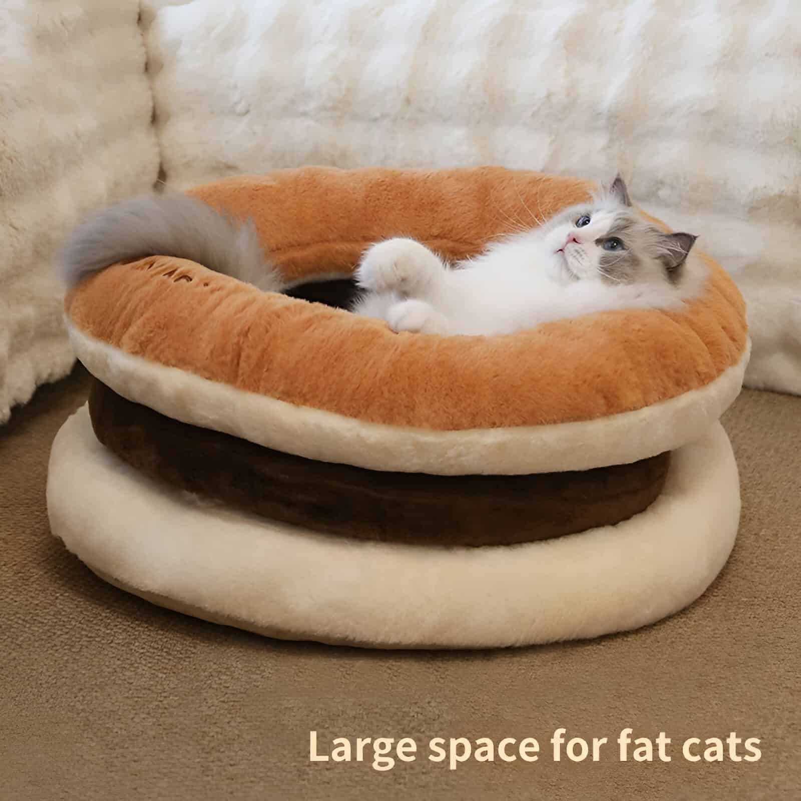 Soft plush cat bed with spacious design ideal for fat cats or large feline companions at Monalisa Store.