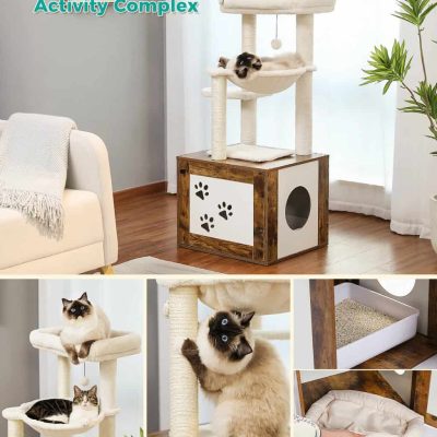 Cats scratching post, cat tree with multiple levels for resting and activity, ideal for indoor cats—Monalisa Medical store offers pet furniture designed for comfort and entertainment.